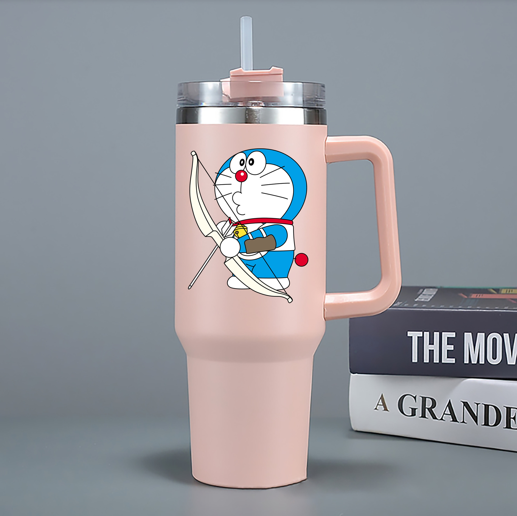 （画像用） ドラえもん Doraemon 1200mL車用タンブラー - クリスタルステッカー（プラスチックストロー付き）